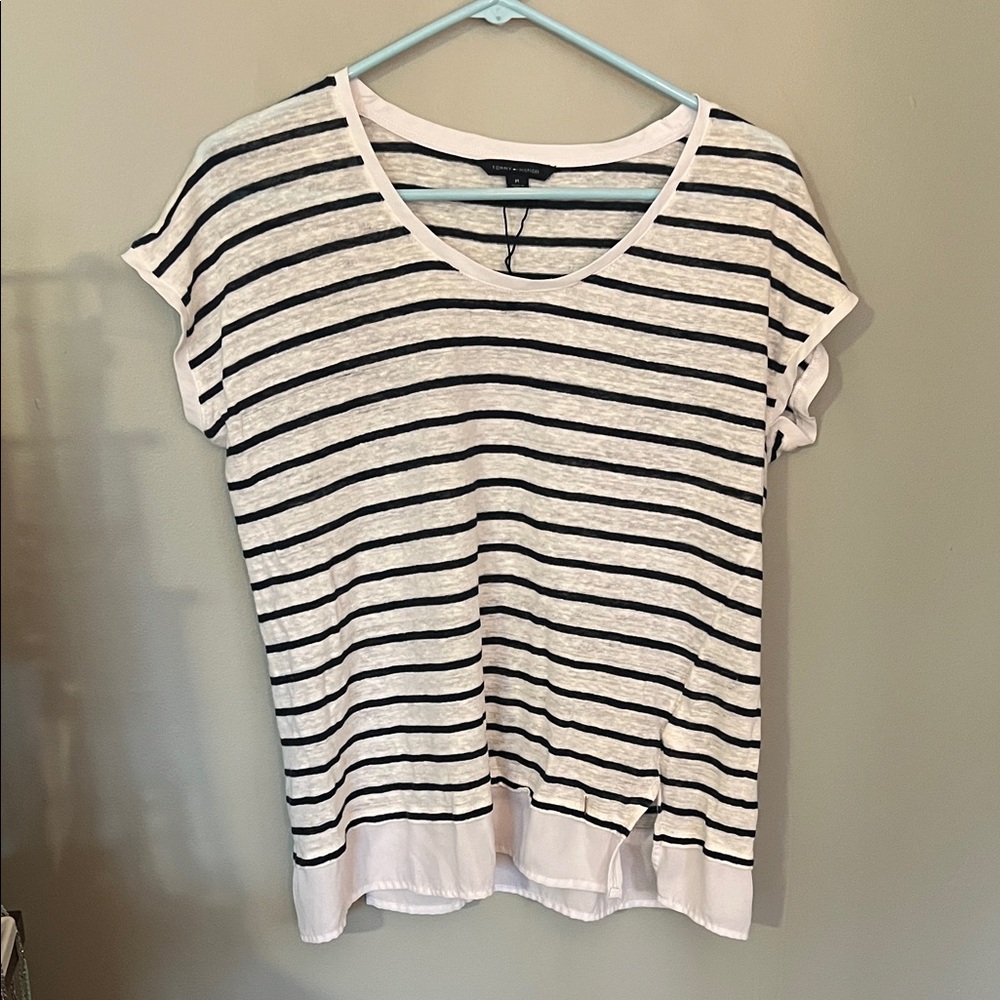 Tommy Hilfiger Black and White Striped Tee